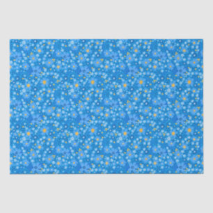 Blue watercolor flower design wrapping paper