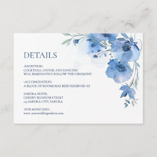 Blue Watercolor Flower Details Enclosure Card
