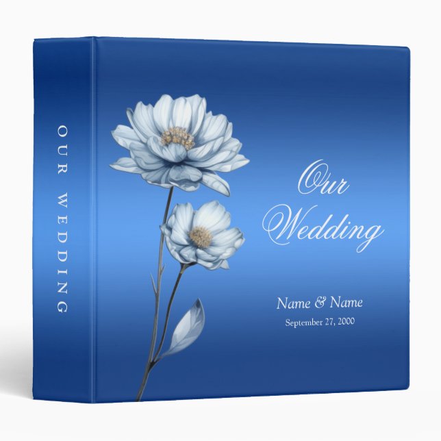 Blue Watercolor Flowers Album Binder (Front/Spine)