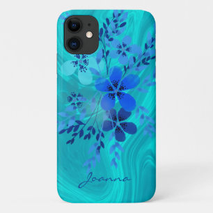 Blue Watercolor Flowers iPhone 11 Case