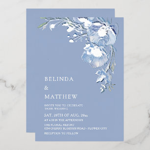 Blue Watercolor Flowers Casual Wedding