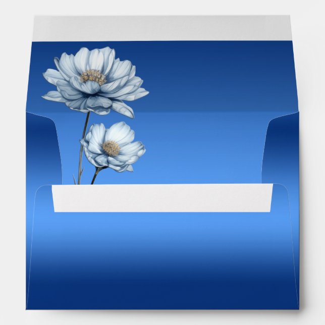 Blue Watercolor Flowers Envelope (Back (Bottom))