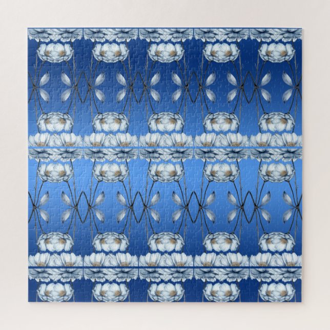 Blue Watercolor Flowers Jigsaw Puzzle (Vertical)