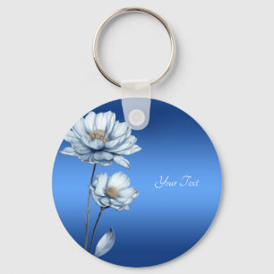 Blue Watercolor Flowers Keychain