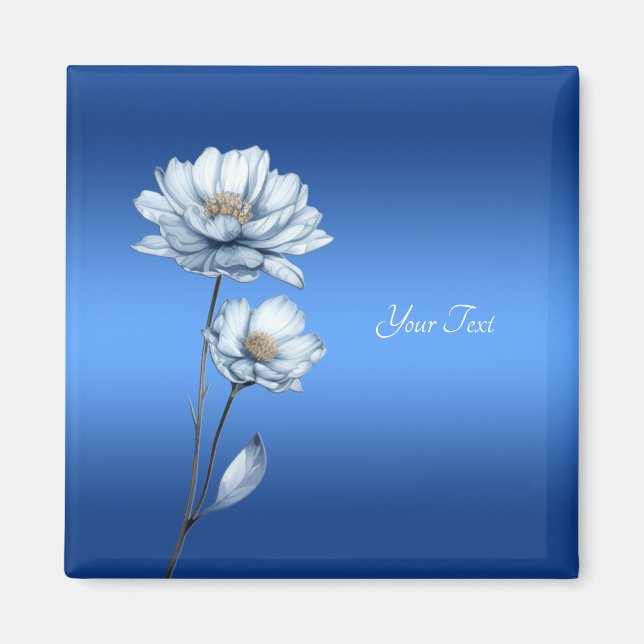 Blue Watercolor Flowers Magnet (Front)