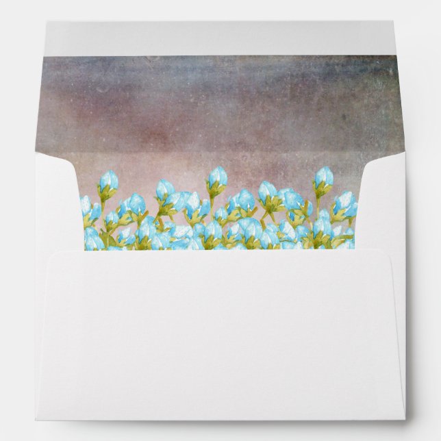 Blue Watercolor Flowers Rustic Background Envelope (Back (Bottom))