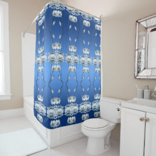 Blue Watercolor Flowers Shower Curtain