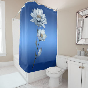 Blue Watercolor Flowers Shower Curtain