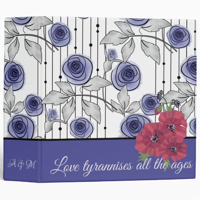 Blue, watercolor flowers, watercolor flowers binder (Front/Spine)