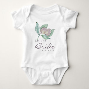 BLUE WATERCOLOR FOLIAGE OLIVE BRIDE SQUAD MONOGRAM BABY BODYSUIT
