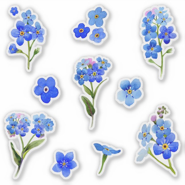 Blue Watercolor Forget-me-not Flowers Vinyl (Front)