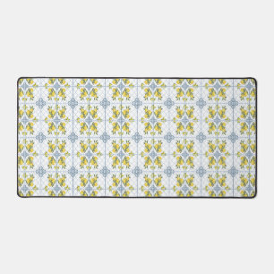 Blue Watercolor French Country Lemon Desk Mat