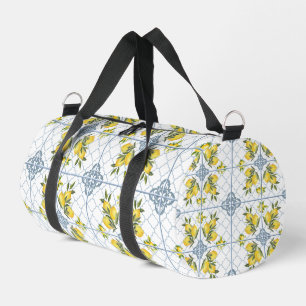 Blue Watercolor French Country Lemon Duffle Bag