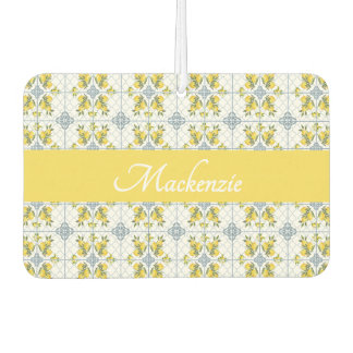 Blue Watercolor French Country Lemon Name Monogram Air Freshener