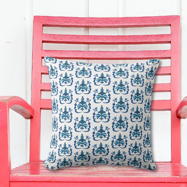 Blue Watercolor French Toile Pattern Throw Pillow (Creator Uploaded)