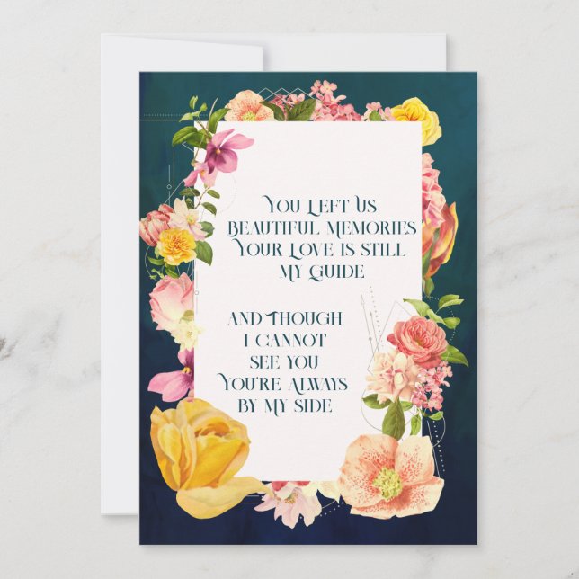 Blue Watercolor Funeral Program Vibrant Floral (Front)