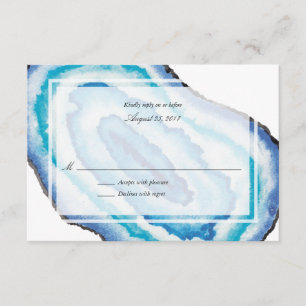 Blue Watercolor Geodes Wedding RSVP