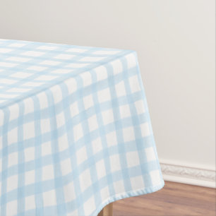 Blue Watercolor Gingham Baby Shower Tablecloth
