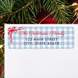 Blue Watercolor Gingham Return Address
