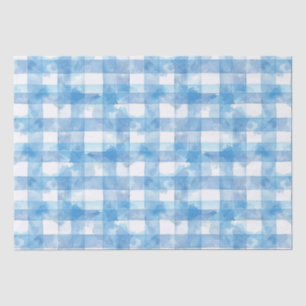 Blue Watercolor Gingham Tissue Paper