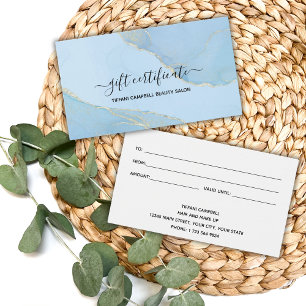 Blue Watercolor Glitter Gift Certificate