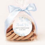 Blue Watercolor Gold Boy Christening Baptism Classic Round Sticker<br><div class="desc">Baptism Christening Favour Stickers | Blue watercolour with faux gold glitter details and faux gold religious cross design. Matching invitation and other matching items available.</div>