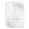 Blue Watercolor Gold Cross Boy Christening Baptism