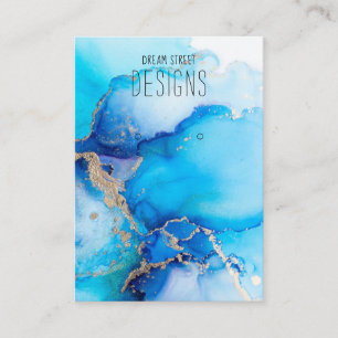 Blue Watercolor Gold Earring Display Card