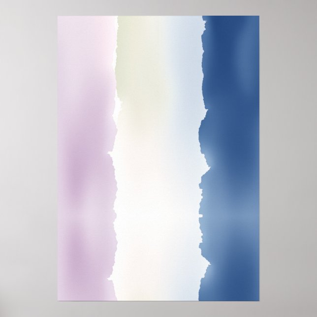 Blue Watercolor Gradient Abstract Pattern Poster (Front)