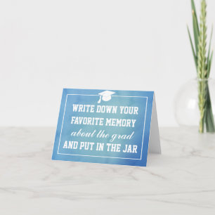Blue Watercolor Graduate Hat Memory Jar Card