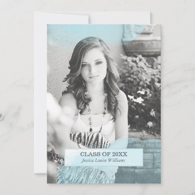 Blue Watercolor Graduation Invitations (Front)