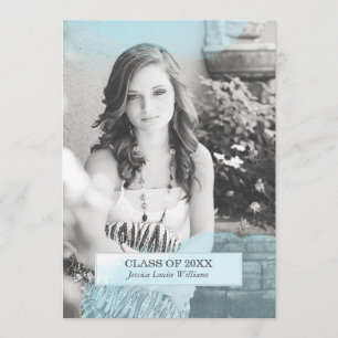 Blue Watercolor Graduation Invitations