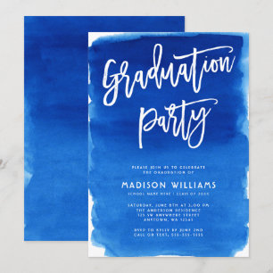 Blue Watercolor Graduation Party Invitation