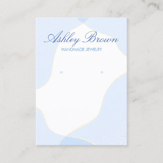 Blue Watercolor Handmade Earring Jewellery Display Business Card