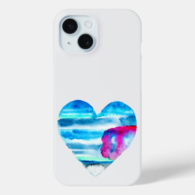 Blue watercolor heart Case-Mate iPhone case (Back)