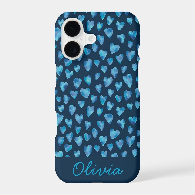 Blue watercolor heart pattern name (Back)
