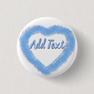 Blue Watercolor Heart Shape 1 Inch Round Button