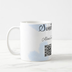 Blue watercolor hearts QR  Sweet sixteen birthday  Coffee Mug