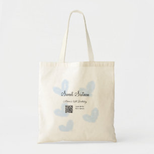 Blue watercolor hearts QR Sweet sixteen birthday Tote Bag