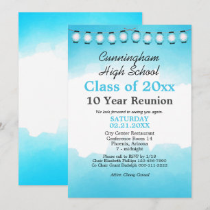 Blue Watercolor High School Class Reunion Template
