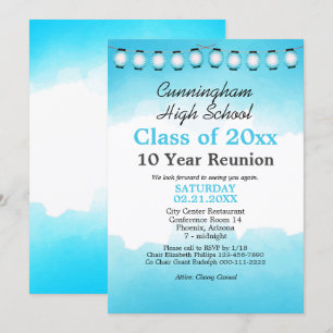 Blue Watercolor High School Class Reunion Template