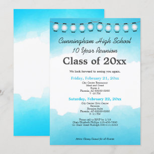 Blue Watercolor High School Class Reunion Template