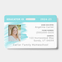 Blue Watercolor Homeschool Educator ID Badge