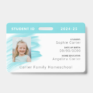 Blue Watercolor Homeschool Student ID Badge