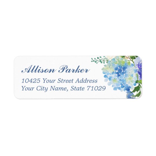Blue Watercolor hydrangea Address Labels