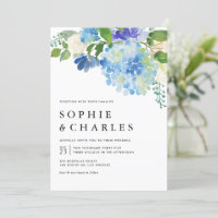 Blue Watercolor Hydrangea QR Code Wedding