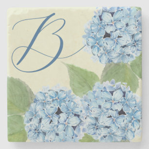 Blue Watercolor Hydrangea  Stone Coaster