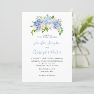 Blue Watercolor Hydrangea Wedding Invitation Cards