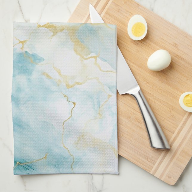 Blue watercolor kitchen towel (Quarter Fold)