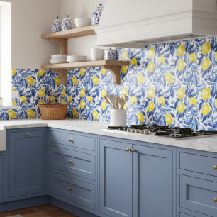 Blue Watercolor Lemon Pattern  Tile